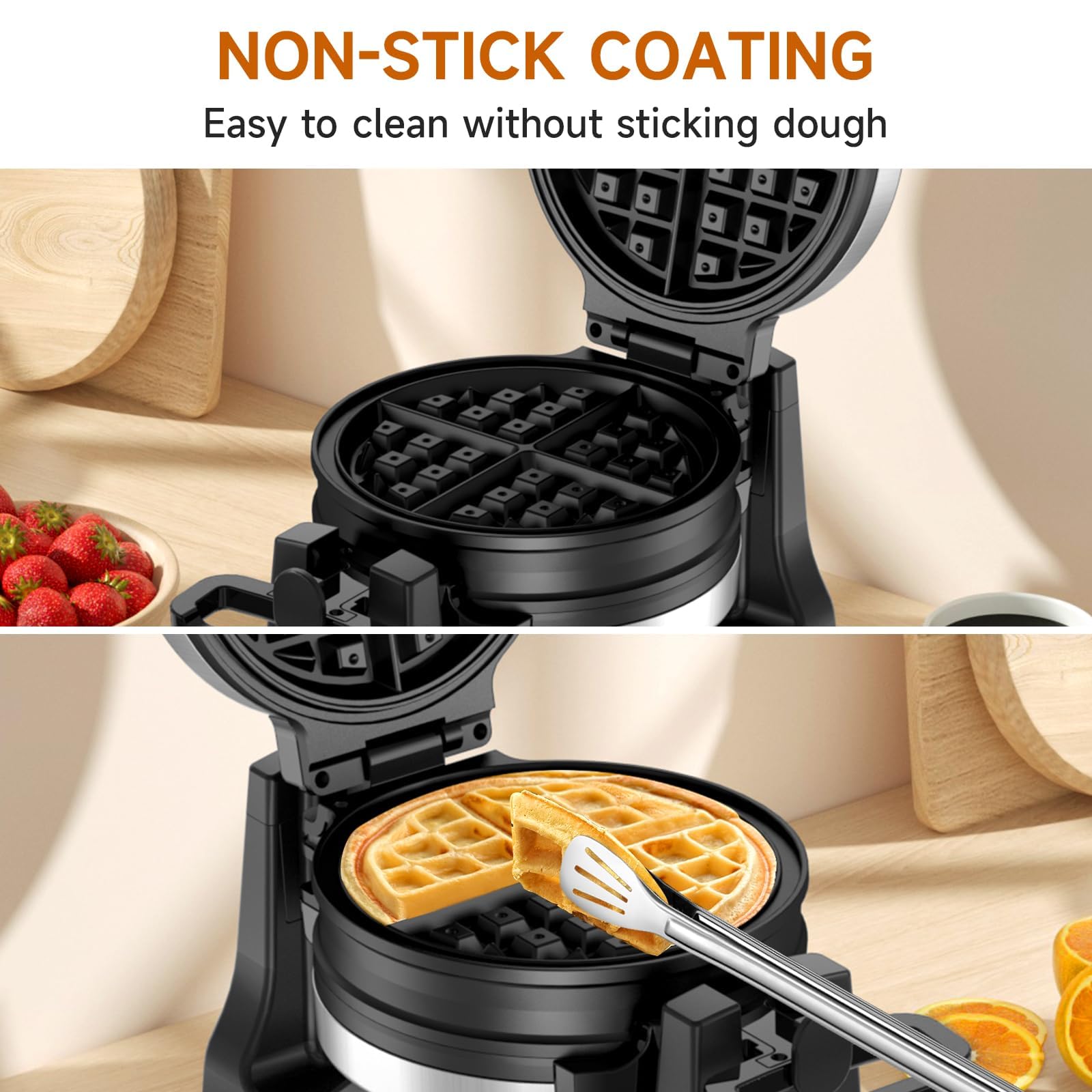 Greeze nonstick grids release waffles cleanly and prevent sticking