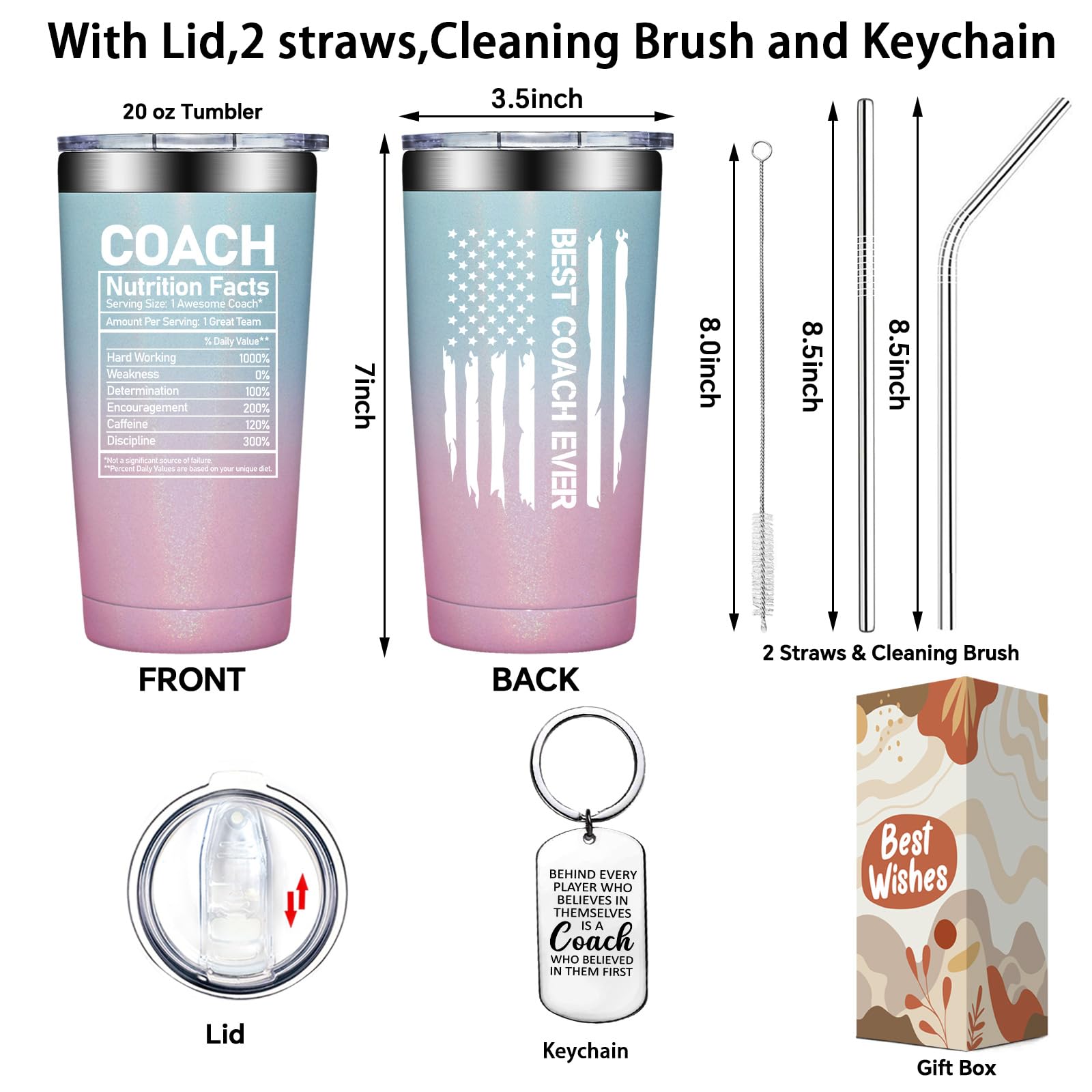 Grifarny best coach ever tumbler features a personalized saying.
