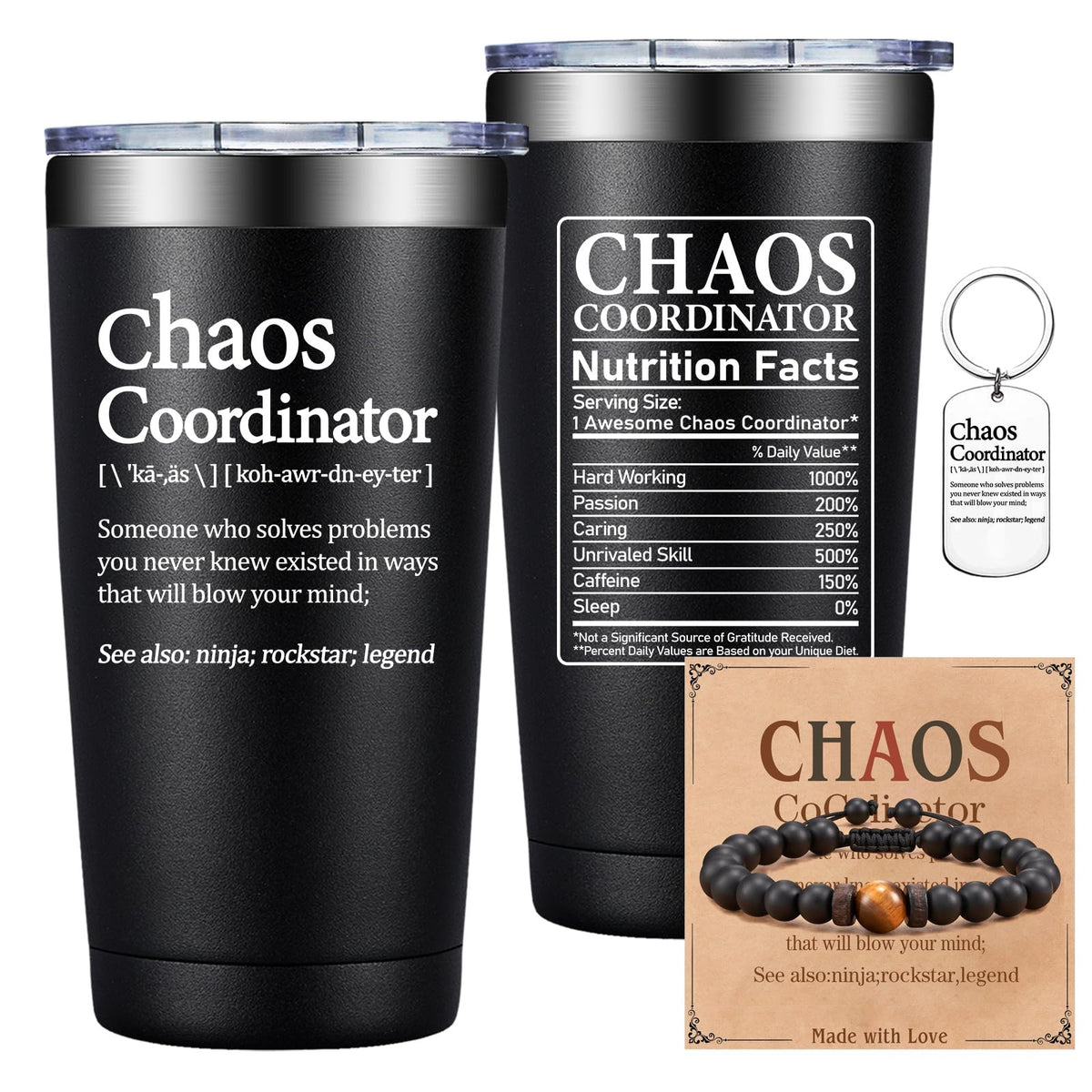 Grifarny Chaos Coordinator tumbler front view showing sleek double-wall design and lid