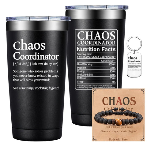 Grifarny Chaos Coordinator tumbler front view showing sleek double-wall design and lid