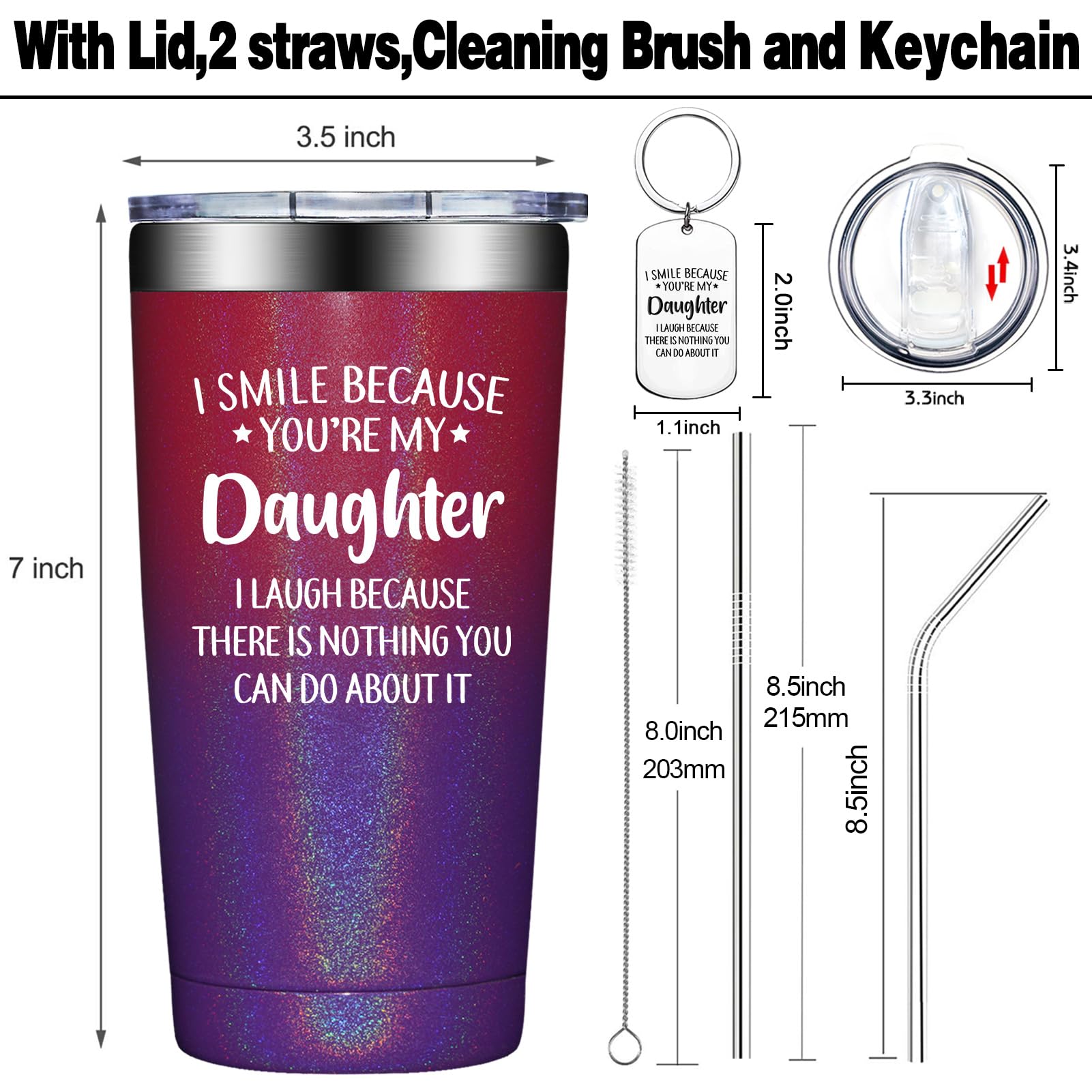 Grifarny daughter gift set includes two stainless steel straws and accessories for easy sipping.