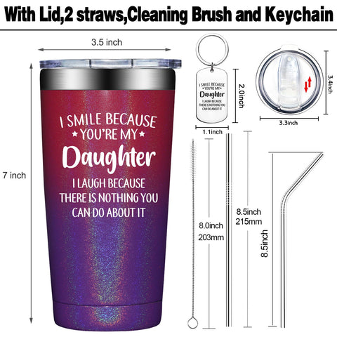 Grifarny daughter gift set includes two stainless steel straws and accessories for easy sipping.