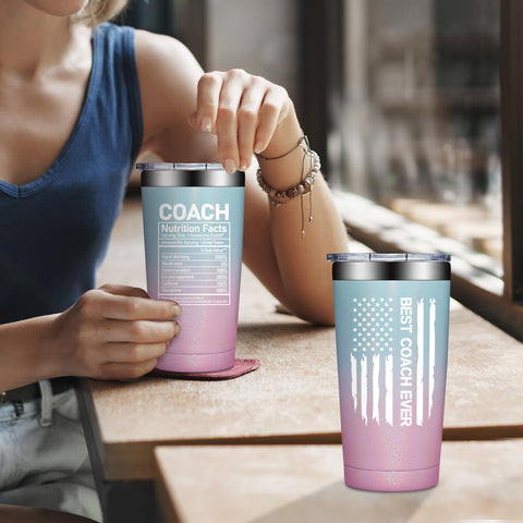 Grifarny tumbler in hand for on-the-go coaching sessions.