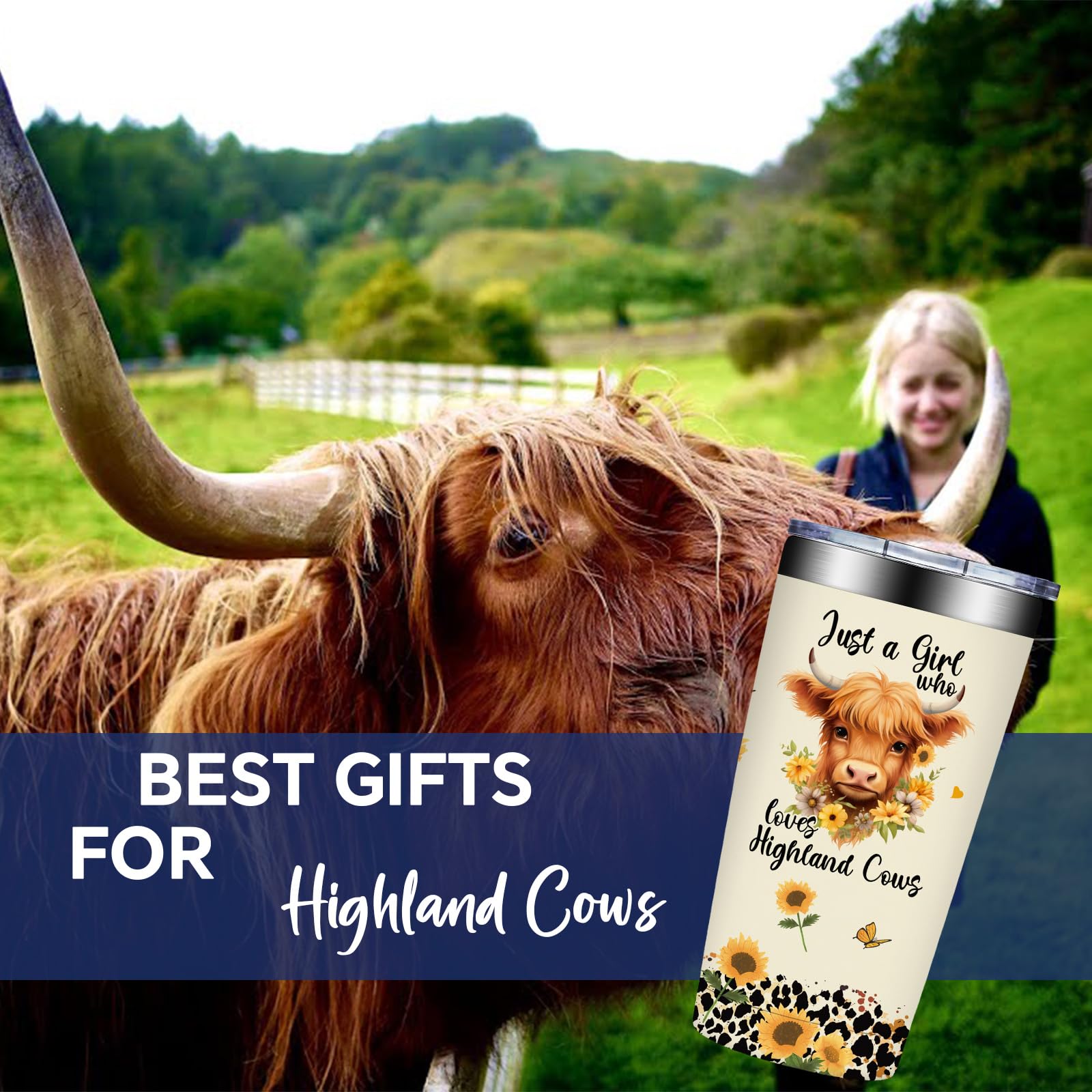 Grifarny Highland Cow tumbler with double-wall construction maintains temperature
