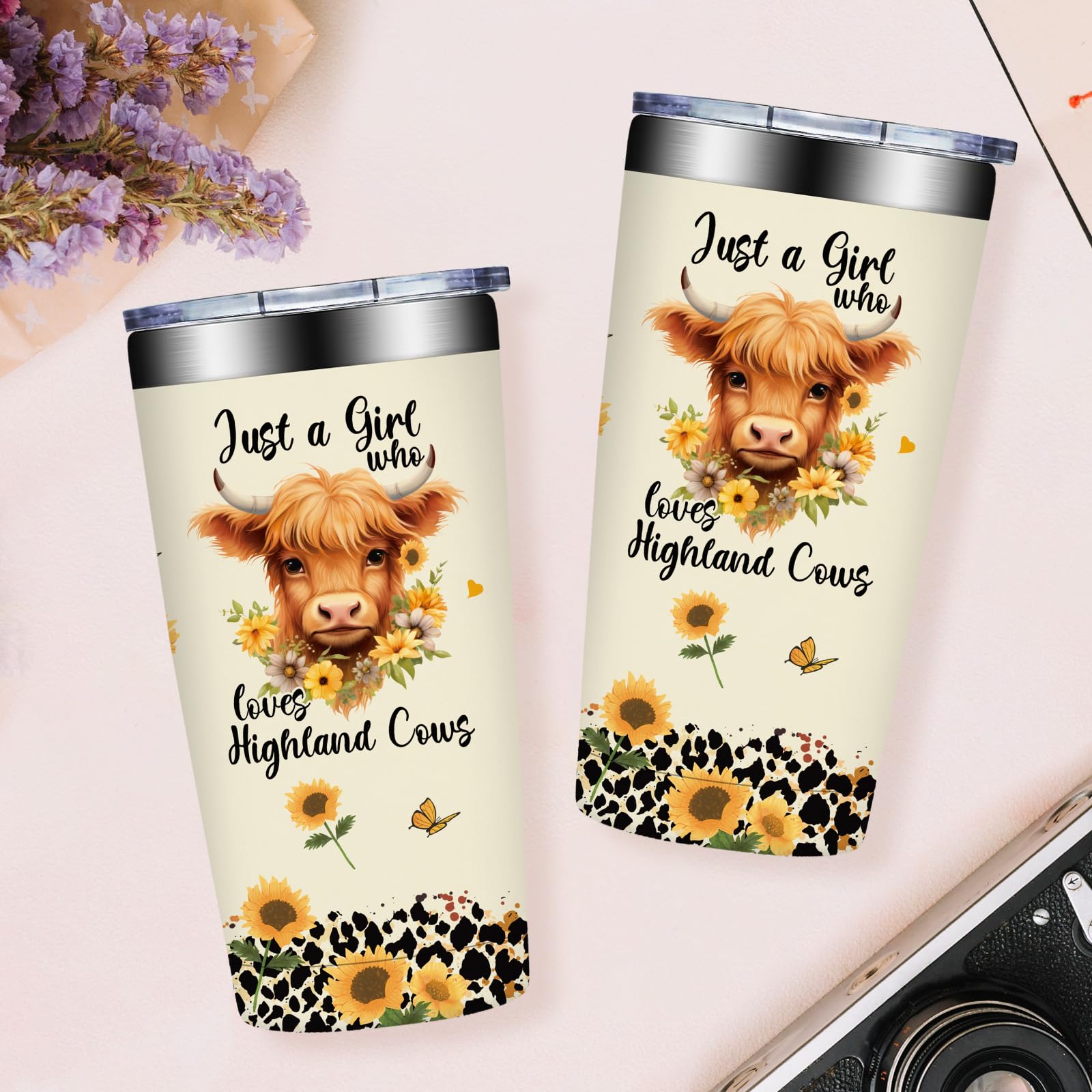 Grifarny Highland Cow tumbler in a complete gift set, ideal