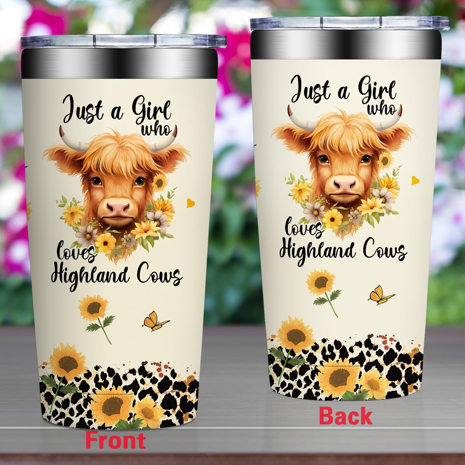 Grifarny Highland Cow tumbler sliding lid for easy opening
