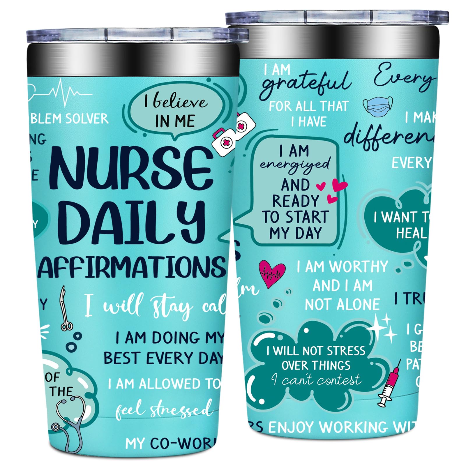 Grifarny nurse tumbler 20 oz with sliding lid keeps drinks hot or cold