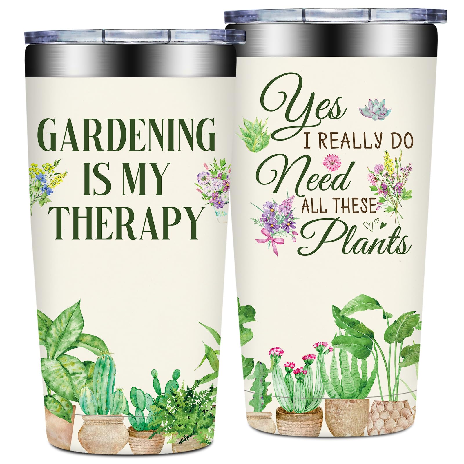 Grifarny tumbler front view, 20 oz capacity for plant lovers.