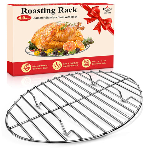 GRILL BUMP 12-inch roasting rack oval elevates meat for even browning.