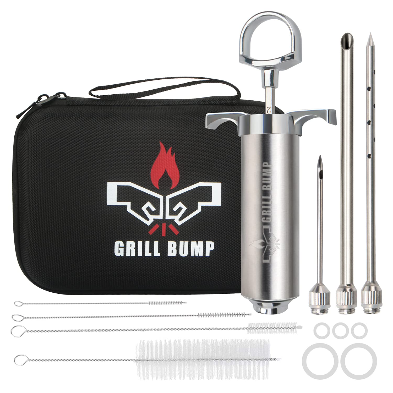 GRILL BUMP meat injector with 2oz barrel ready for even marinade distribution