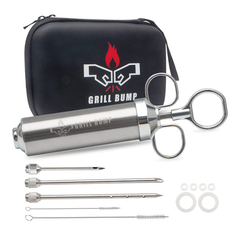 GRILL BUMP meat injector syringe kit with 3 needles for even flavor distribution