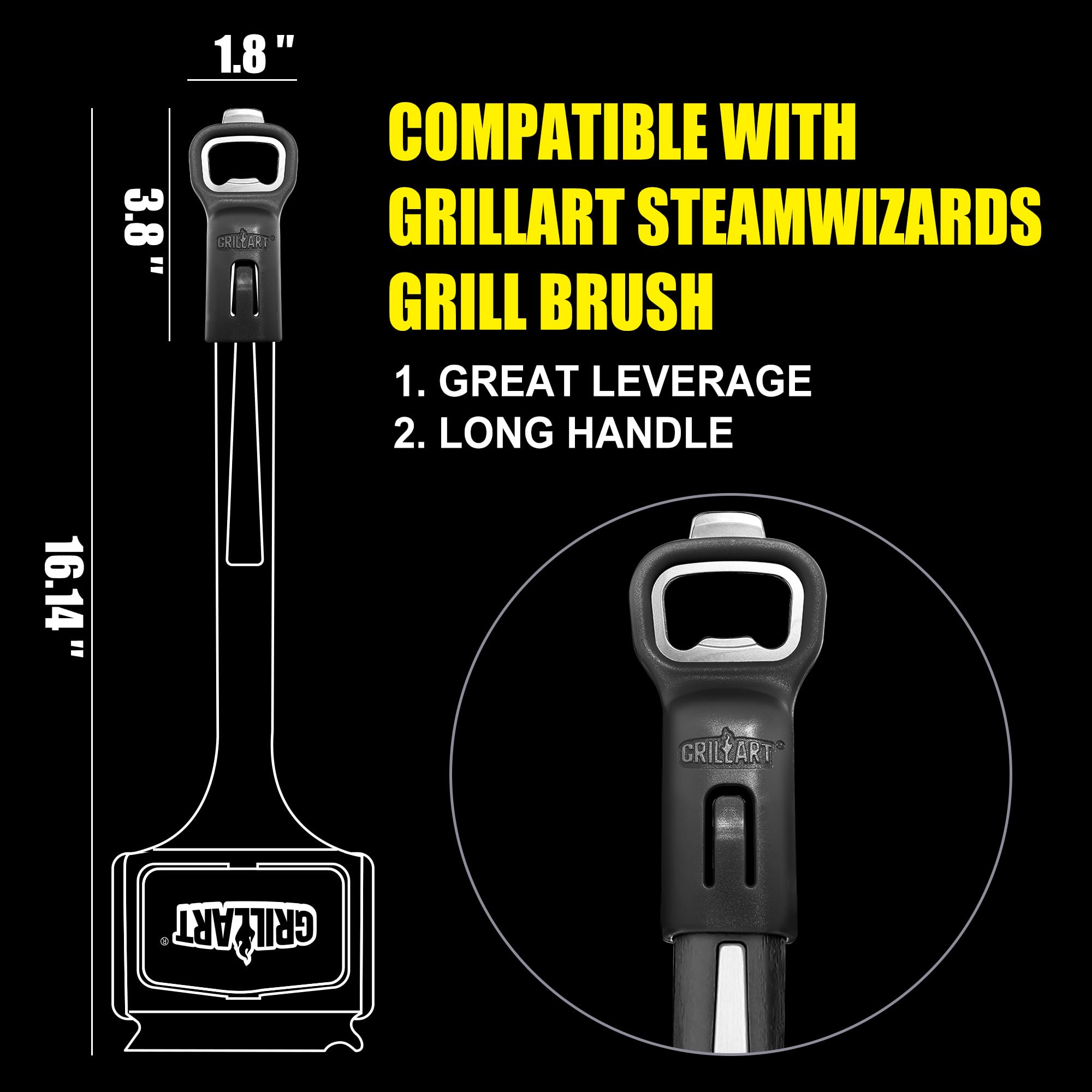 GRILLART ergonomic grip extension improves control for comfortable grilling