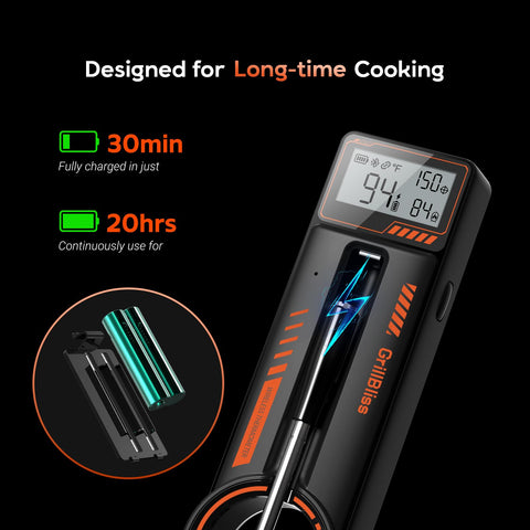 GrillBliss clear LCD display shows temperatures from any angle.