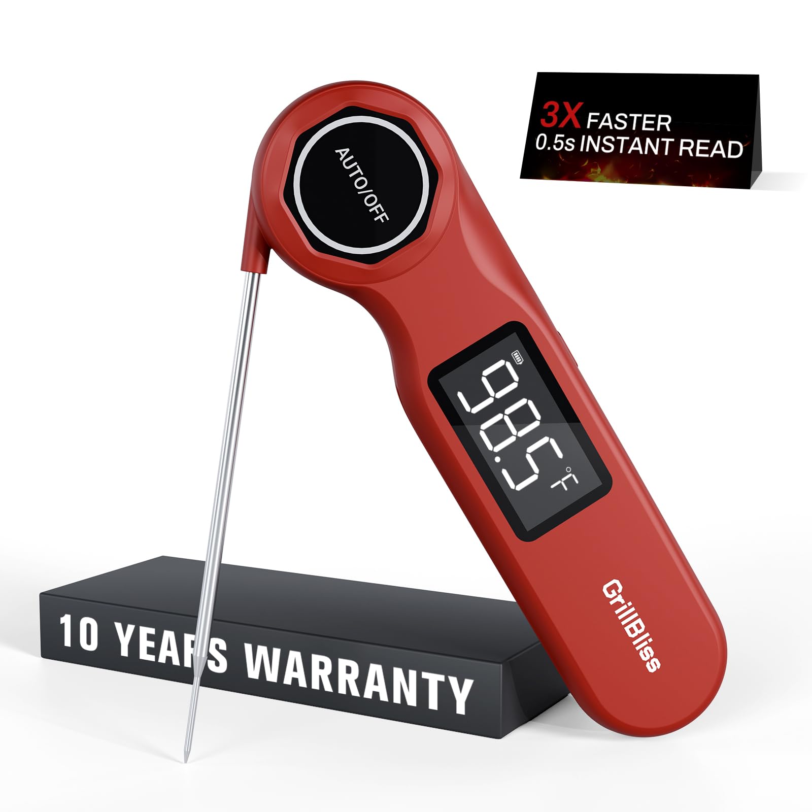 GrillBliss Instant Read Thermometer with VA display for fast, clear readings.