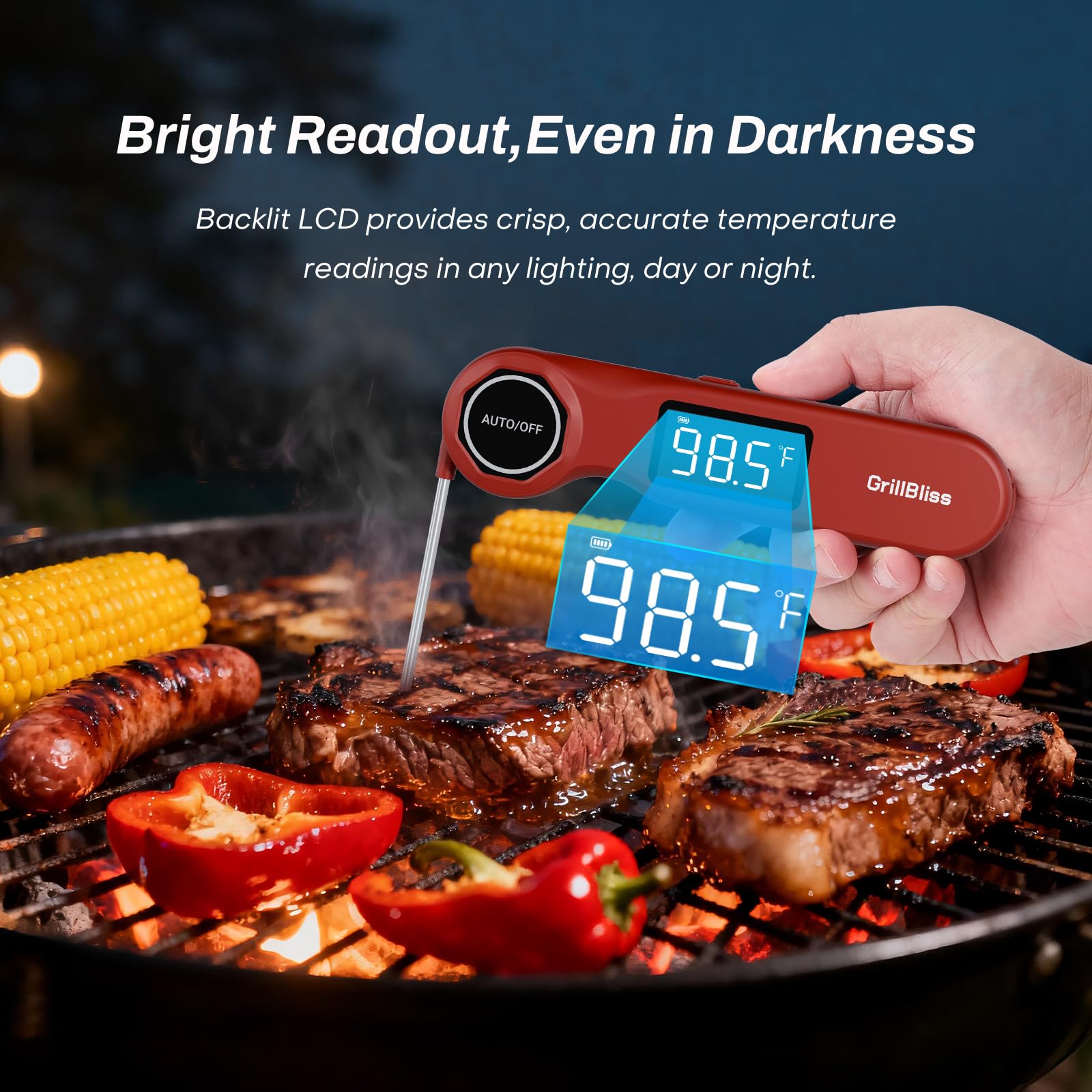 GrillBliss IP65 waterproof thermometer is easy to clean after cooking.