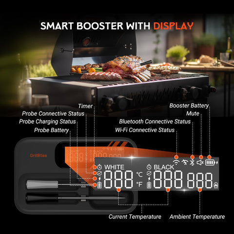 GrillBliss app interface enabling remote monitoring via Wi-Fi.
