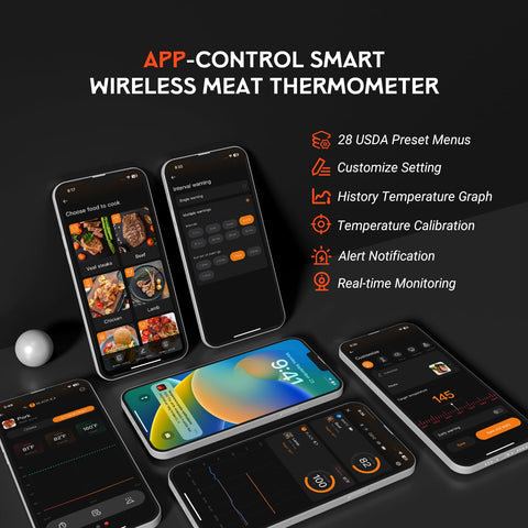 GrillBliss IP67 waterproof device resists splashes during cookouts.