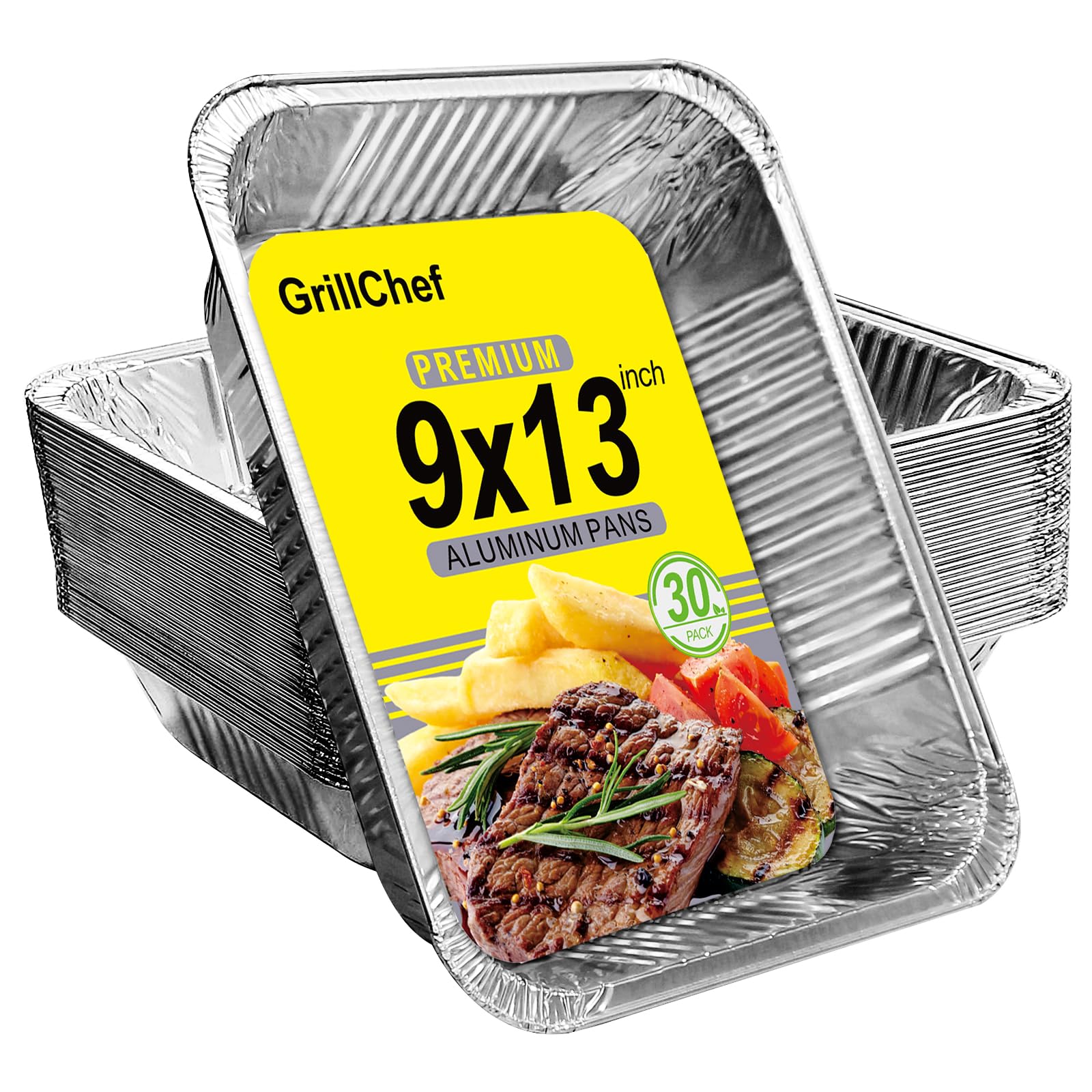 GrillChef 9x13 half-size aluminum pans for convenient catering and serving.