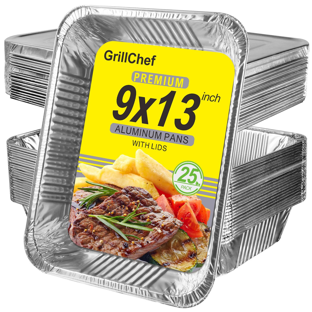 GrillChef aluminum foil pans with lids in 25-pack ready for catering and transport
