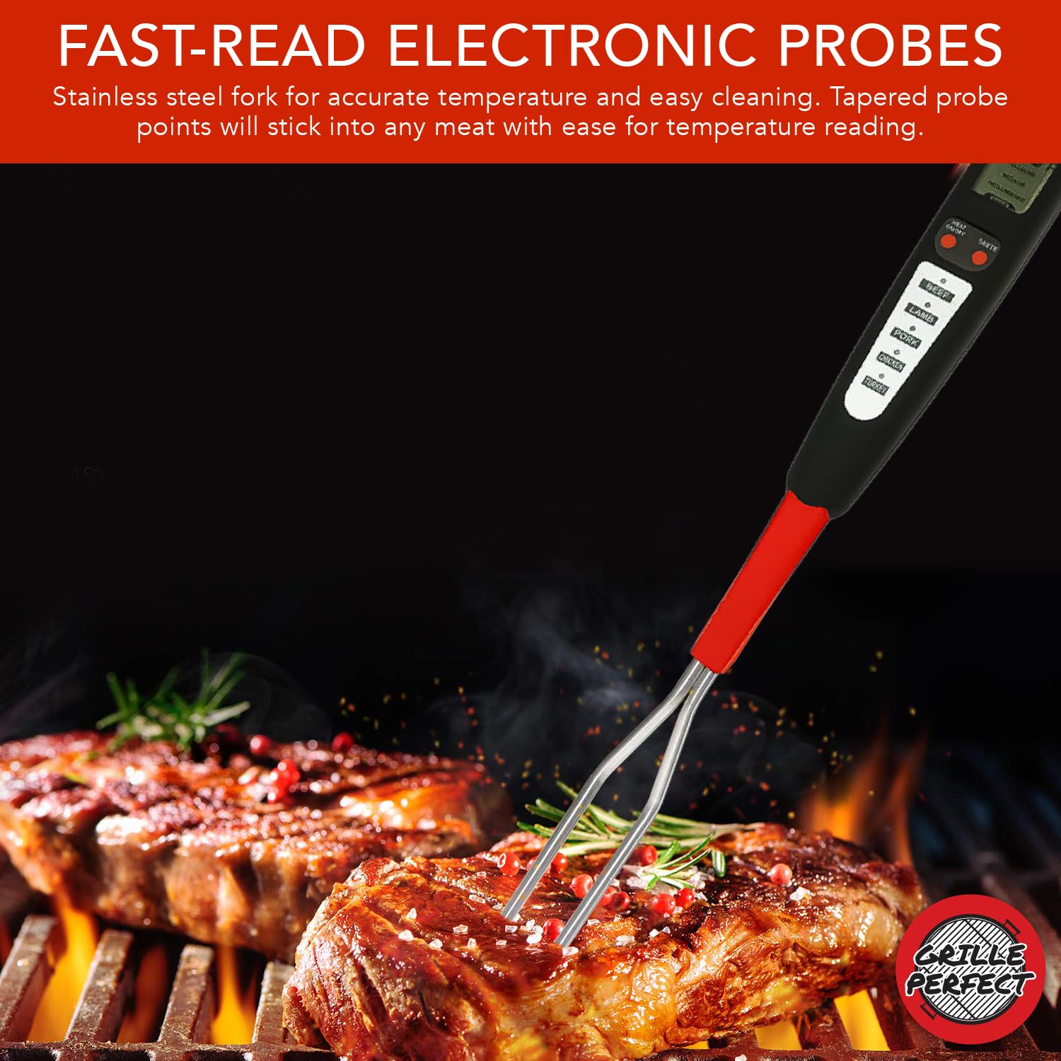The 16-inch length keeps hands safe while grilling with Grille Perfect