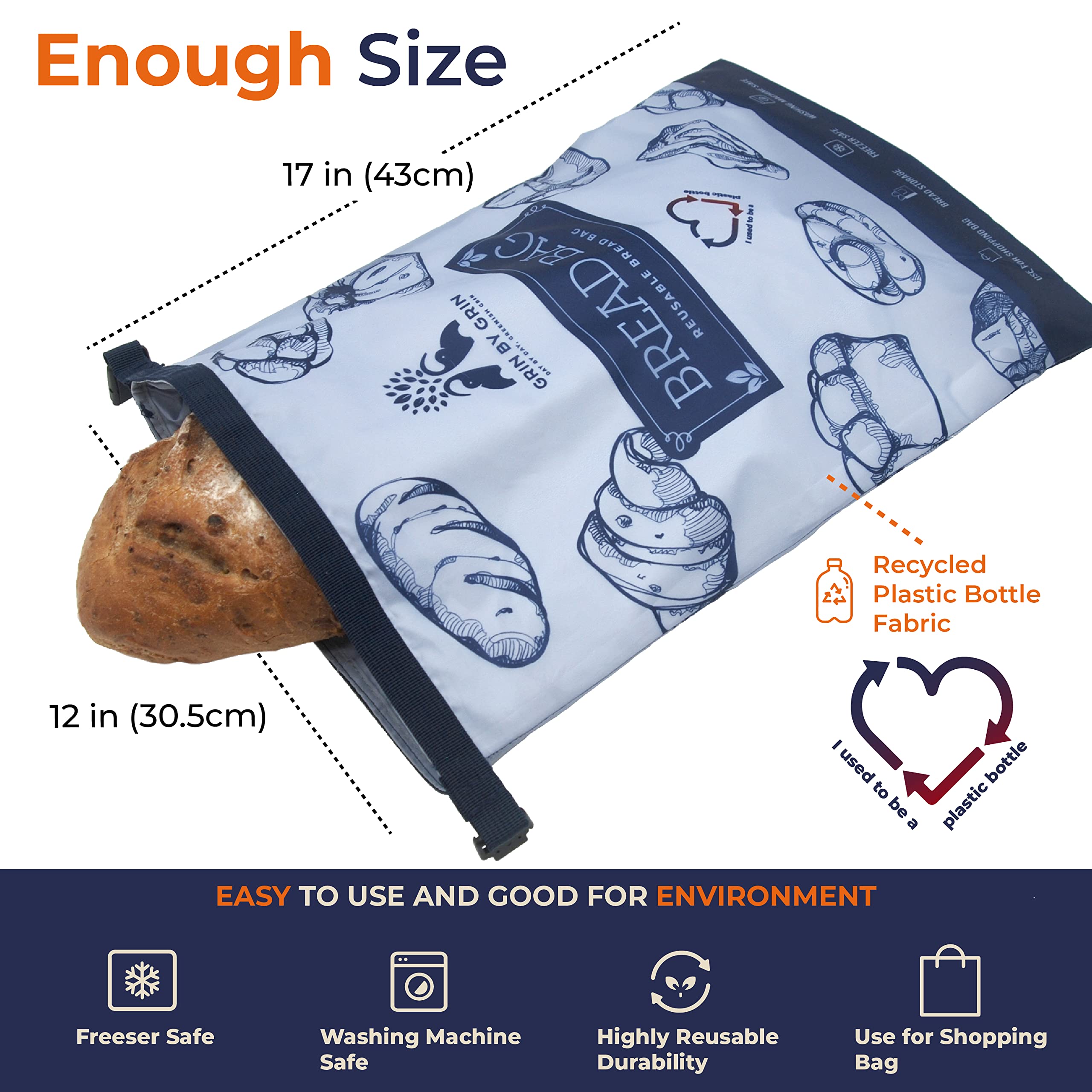 GRIN BY GRIN bread bags double as a grocery and bread shopping tote.