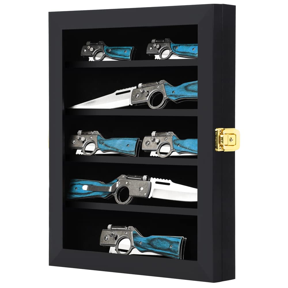Grintus display case front view showing wood frame and wall-mount potential