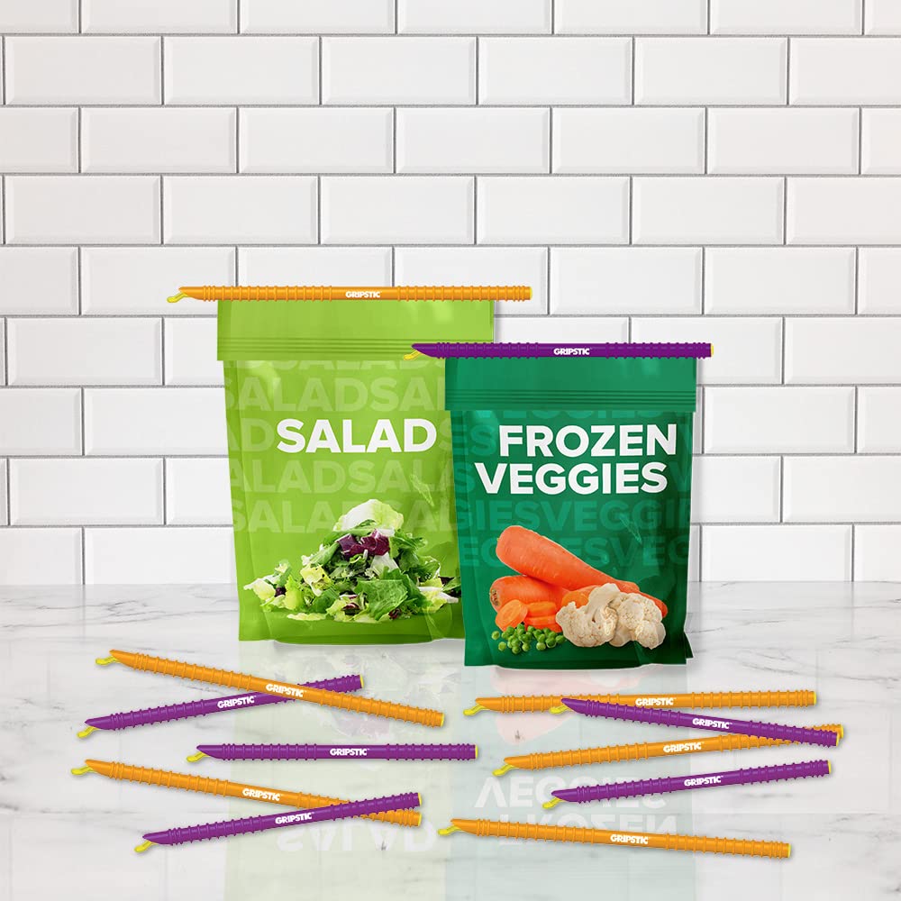 GripStic used on a freezer bag preserves vegetables with a secure seal.
