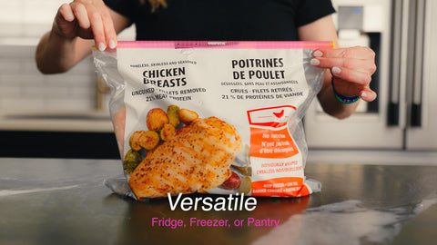 GripStic leak-proof bag clip shown on a bag to prevent air exposure.