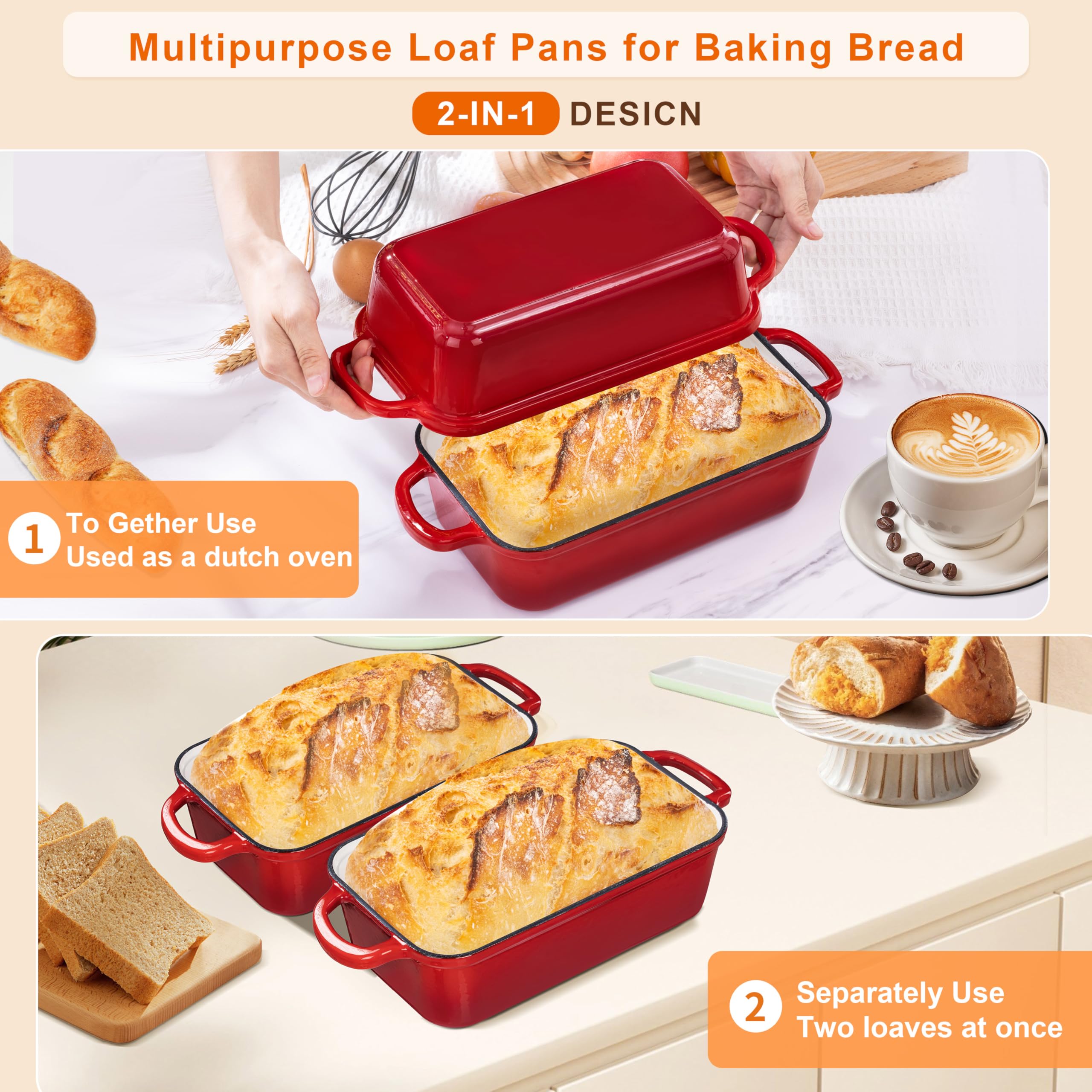 GRMlmosa 2-in-1 loaf pan with lid supports versatile baking applications