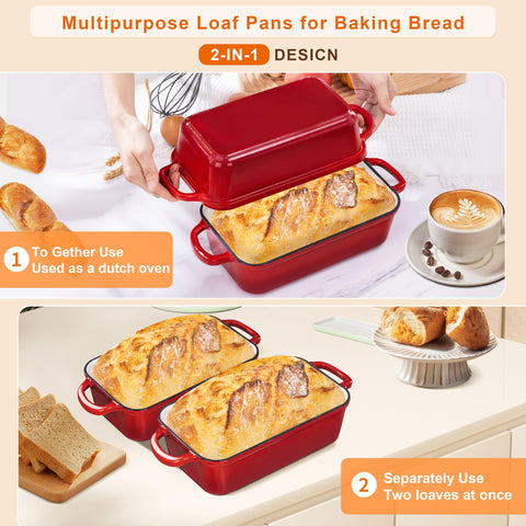 GRMlmosa 2-in-1 loaf pan with lid supports versatile baking applications