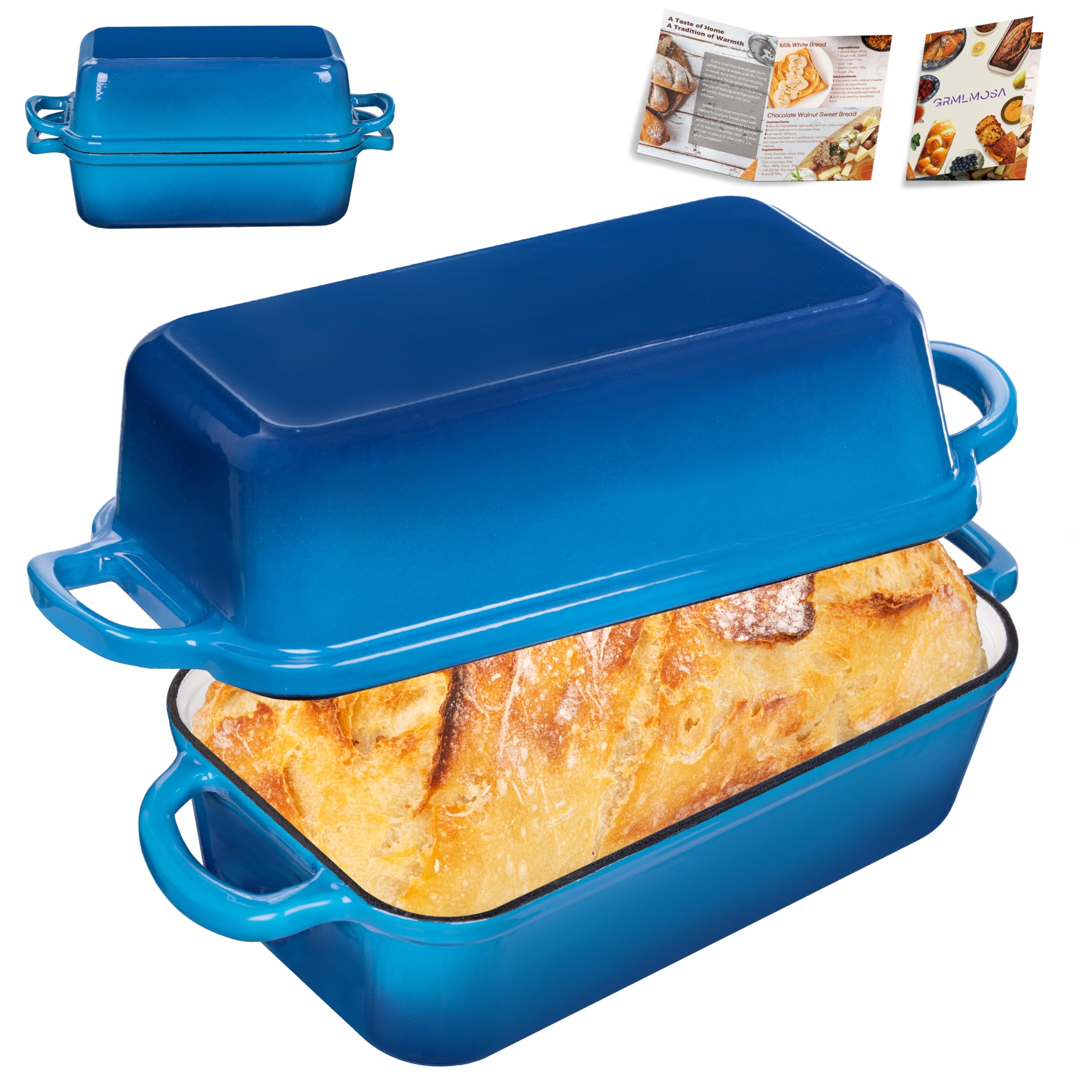 GRMImosa cast iron bread pan with lid delivering even heat for perfect loaves.