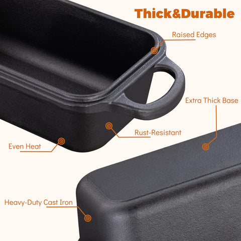 GRMlmosa seasoned cast iron loaf pan enhances natural nonstick crusts.