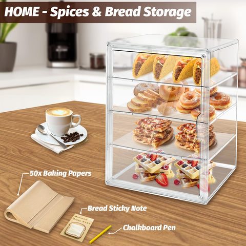 Grnheat Pastry Display Case transparent shelves provide unobstructed product visibility.