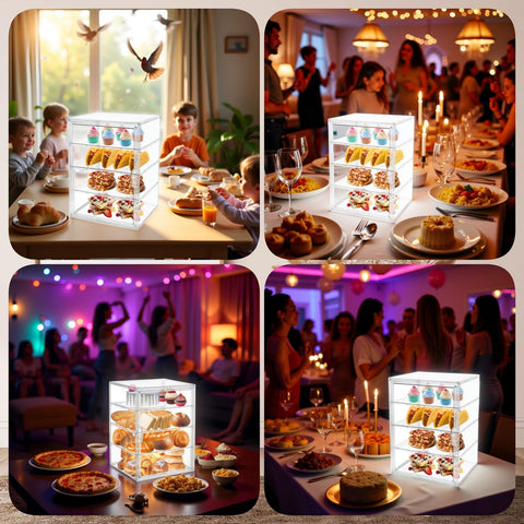 Grnheat Pastry Display Case versatile for events and home decor.