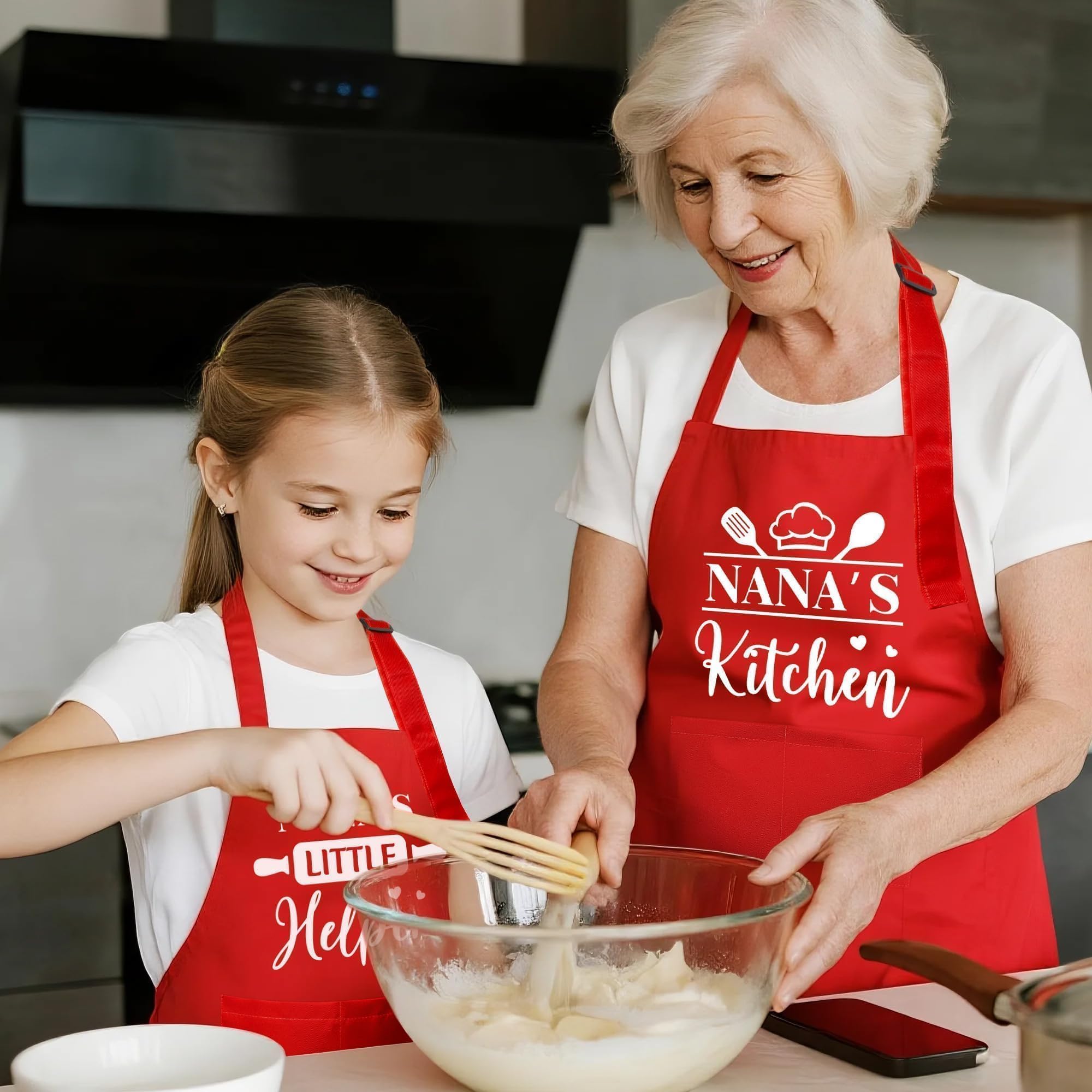 GROBRO7 adjustable neck strap apron ensures comfortable fit for adults and kids alike.