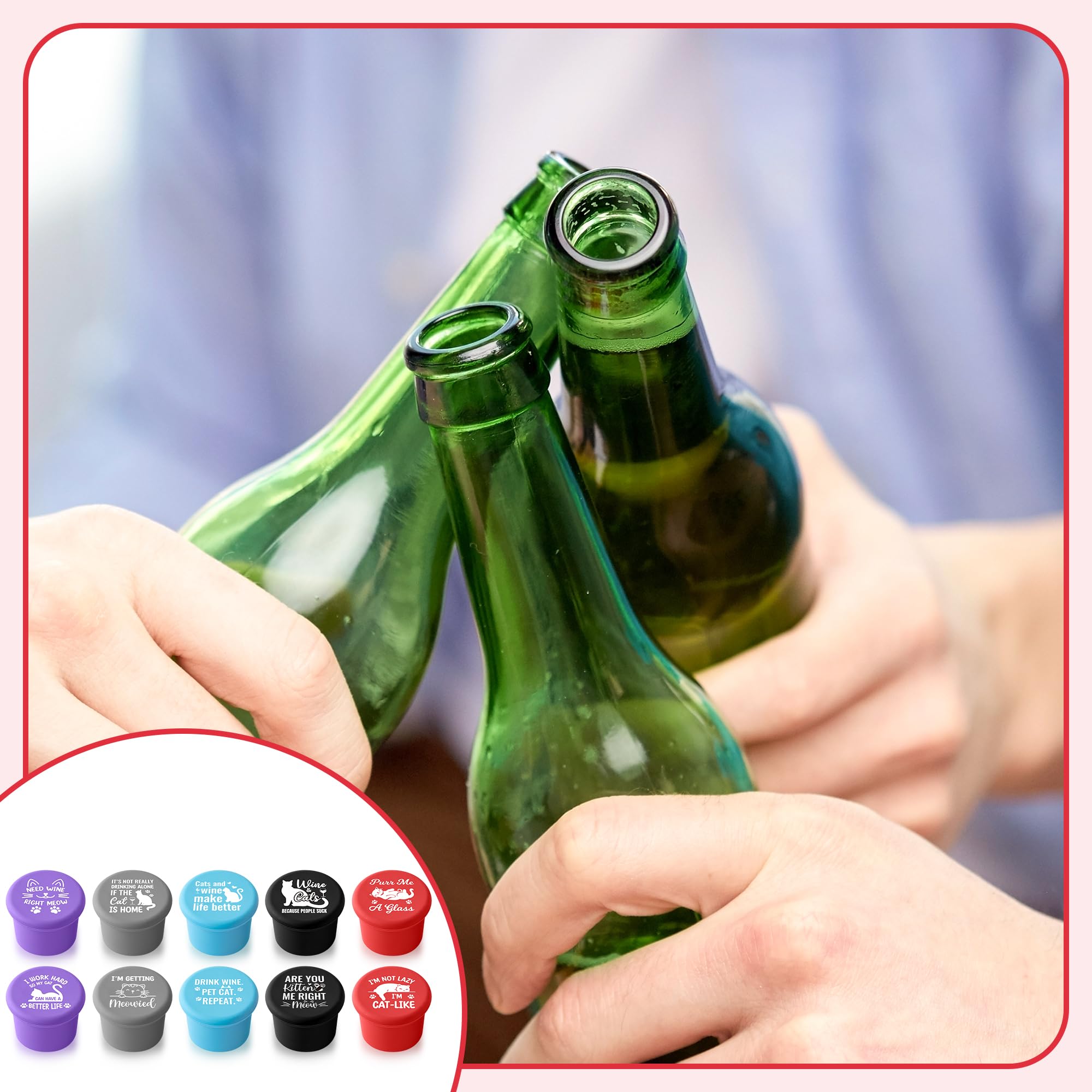 GROBRO7 universal-fit stoppers work with most wine, champagne, and soda bottles.