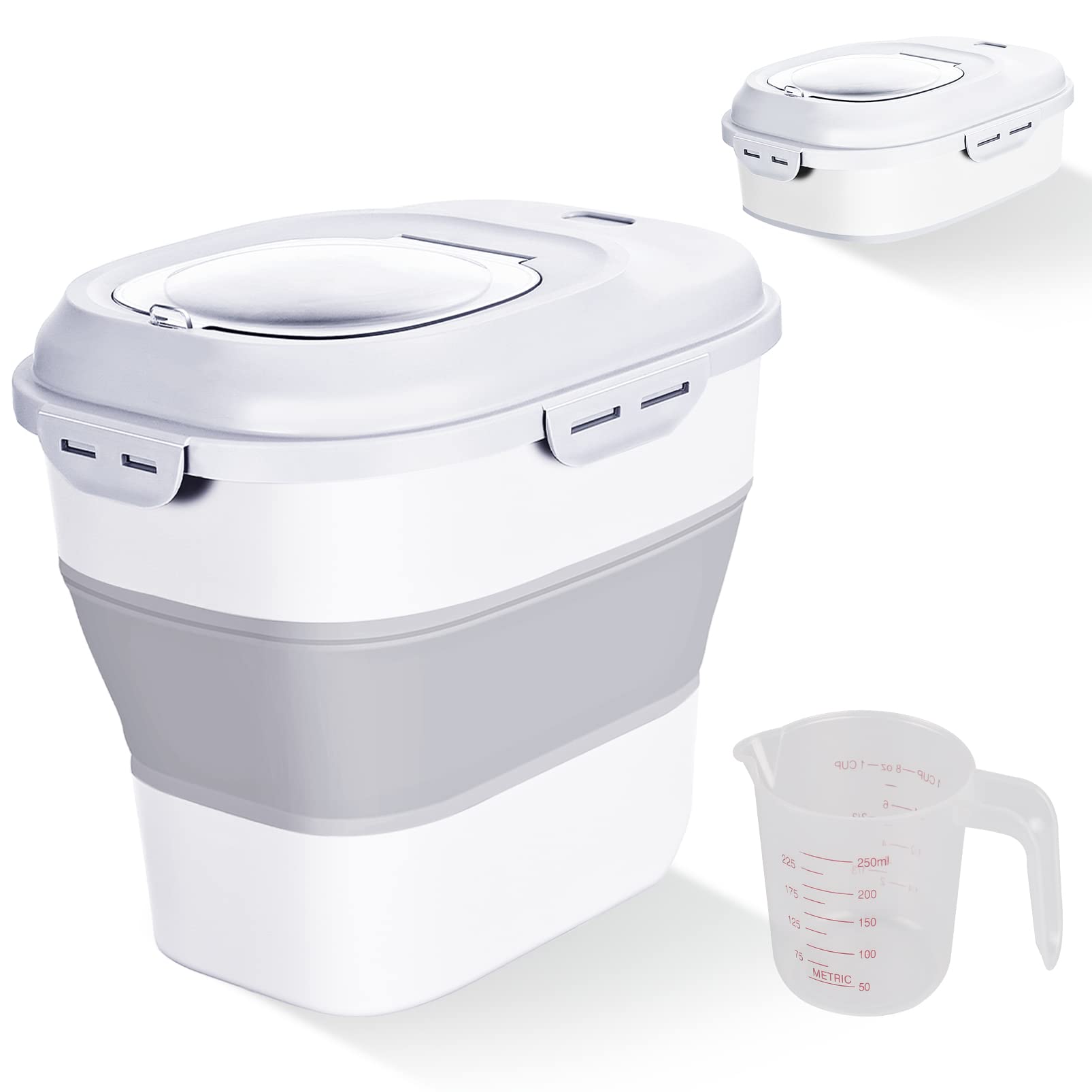 Gropecan cereal container folded-compact for space saving and easy storage.