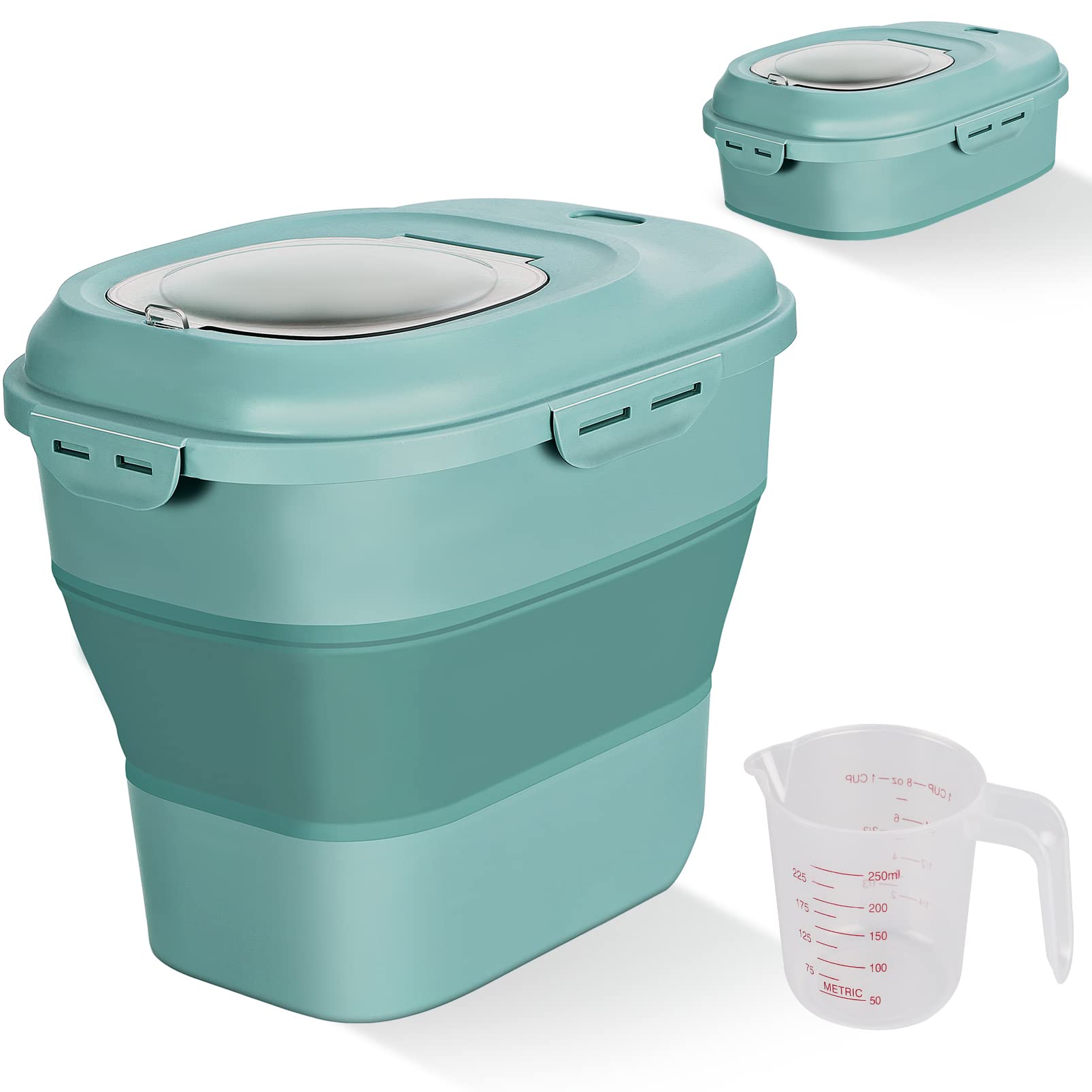 Gropecan cereal and rice container with rolling wheels for easy movement.