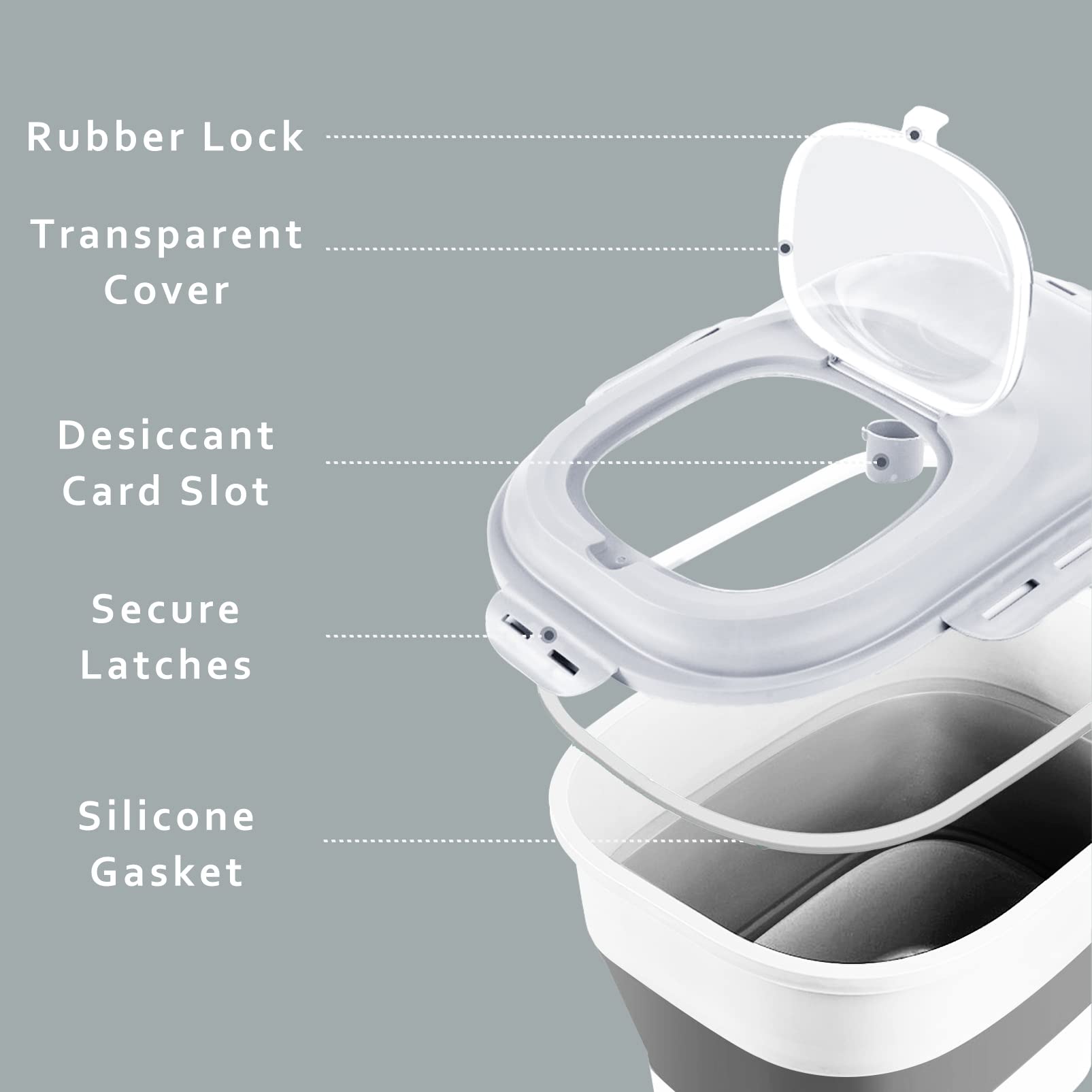 Gropecan container wheels enable easy movement in kitchen and pantry.