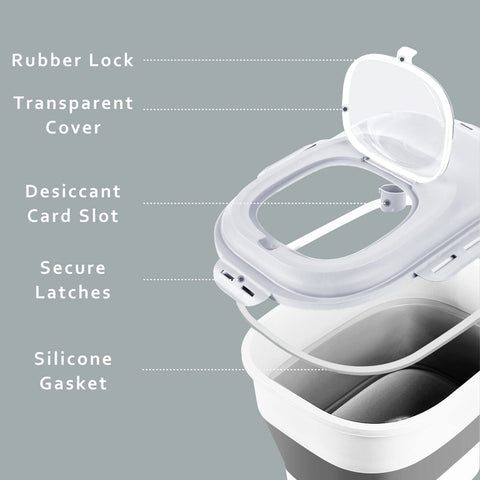 Gropecan container wheels enable easy movement in kitchen and pantry.