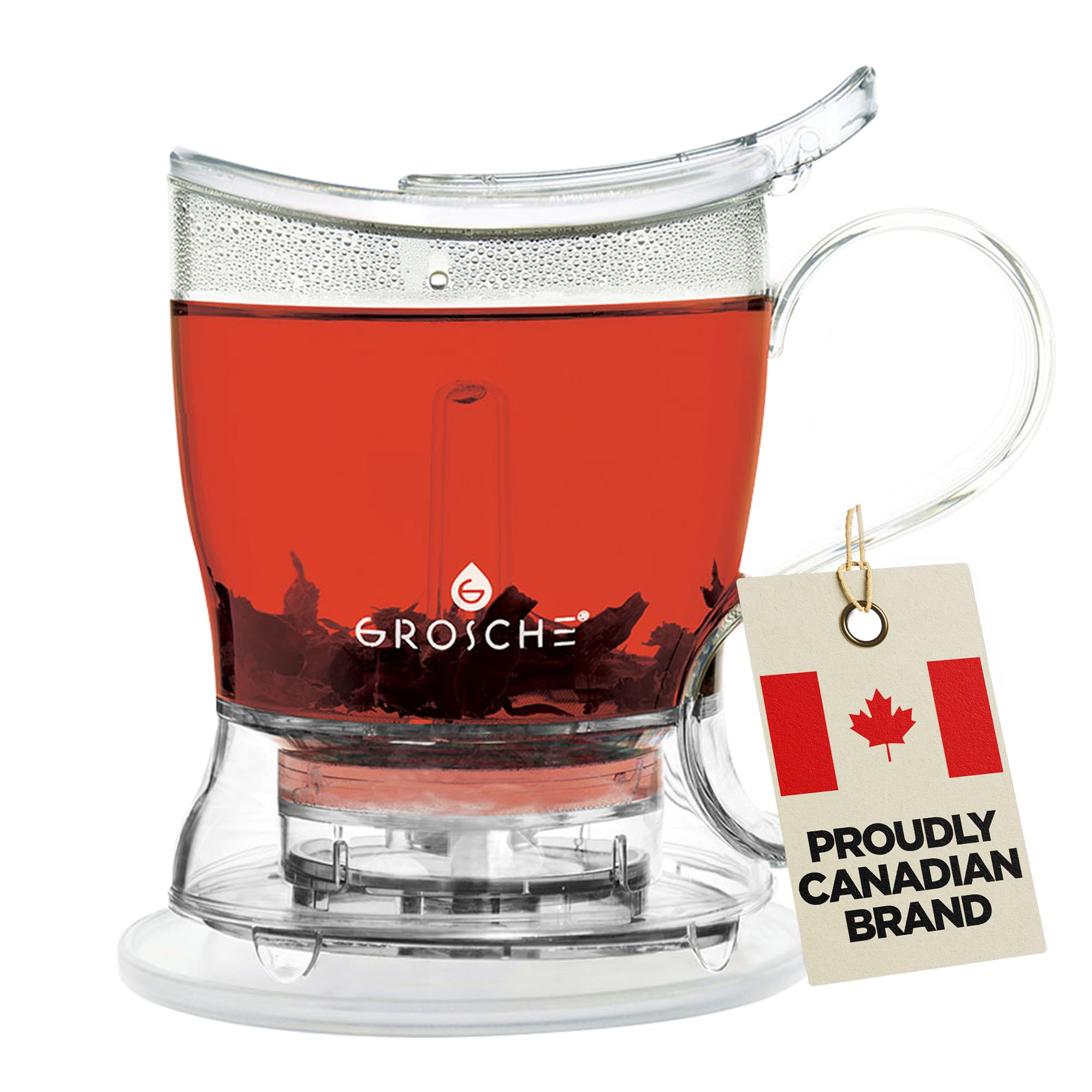 GROSCHE Aberdeen teapot bottom-dispense system for clean, flavorful brews
