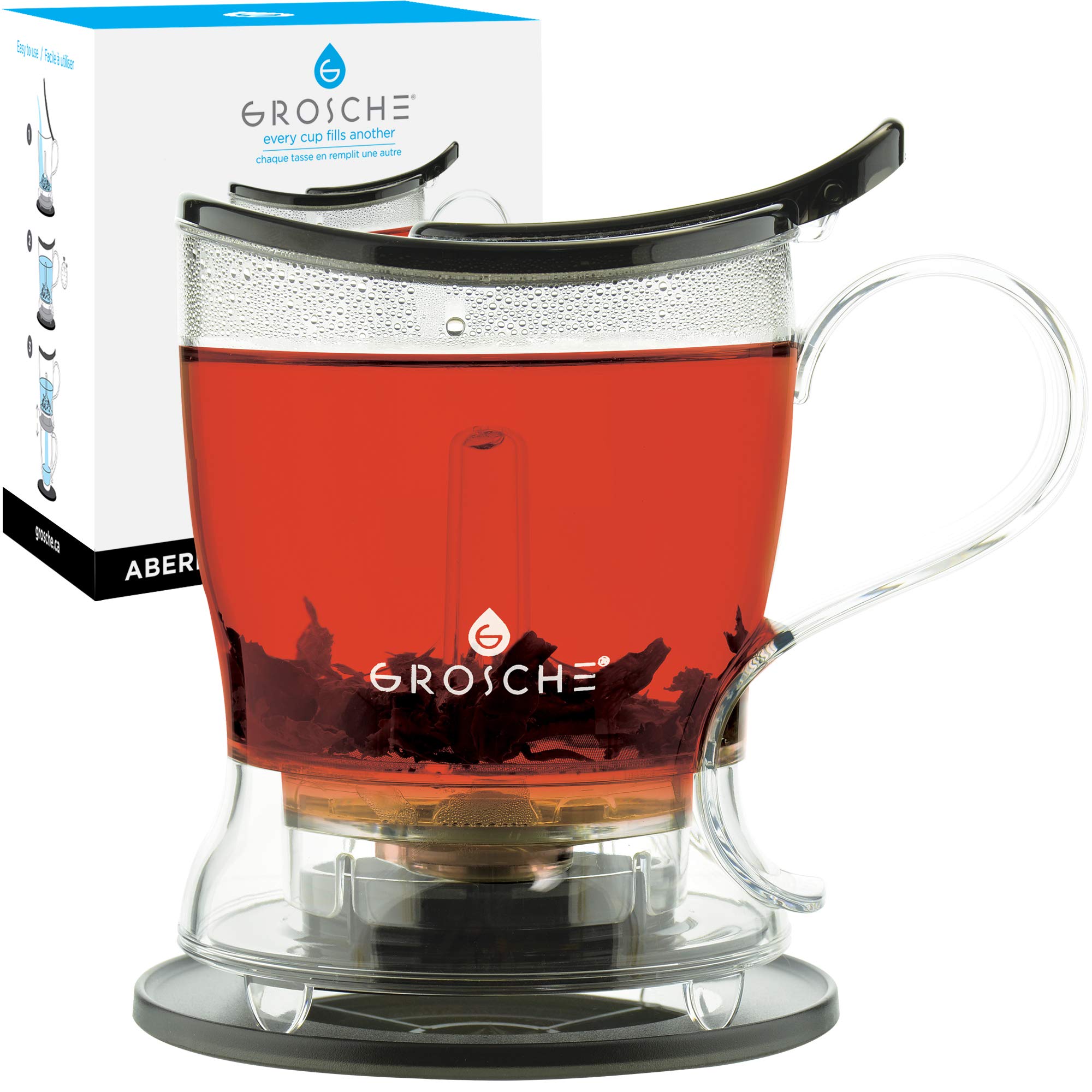 GROSCHE Aberdeen teapot bottom-dispensing infuser for rich loose-leaf brews.