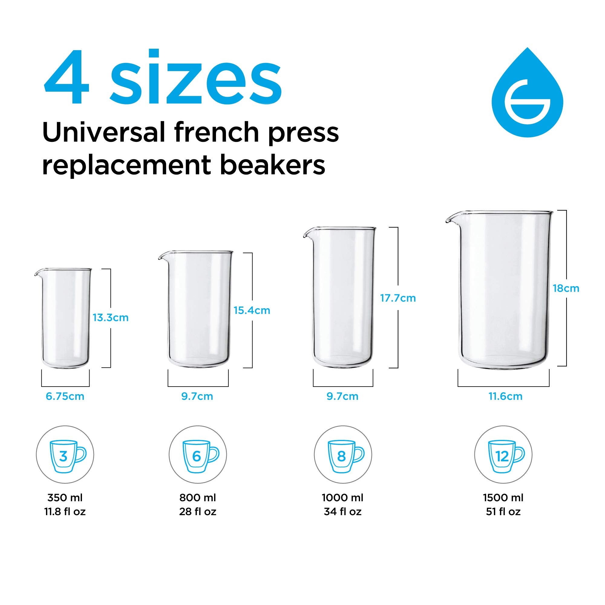 GROSCHE beaker for French press compatibility, 34oz capacity for daily brews.