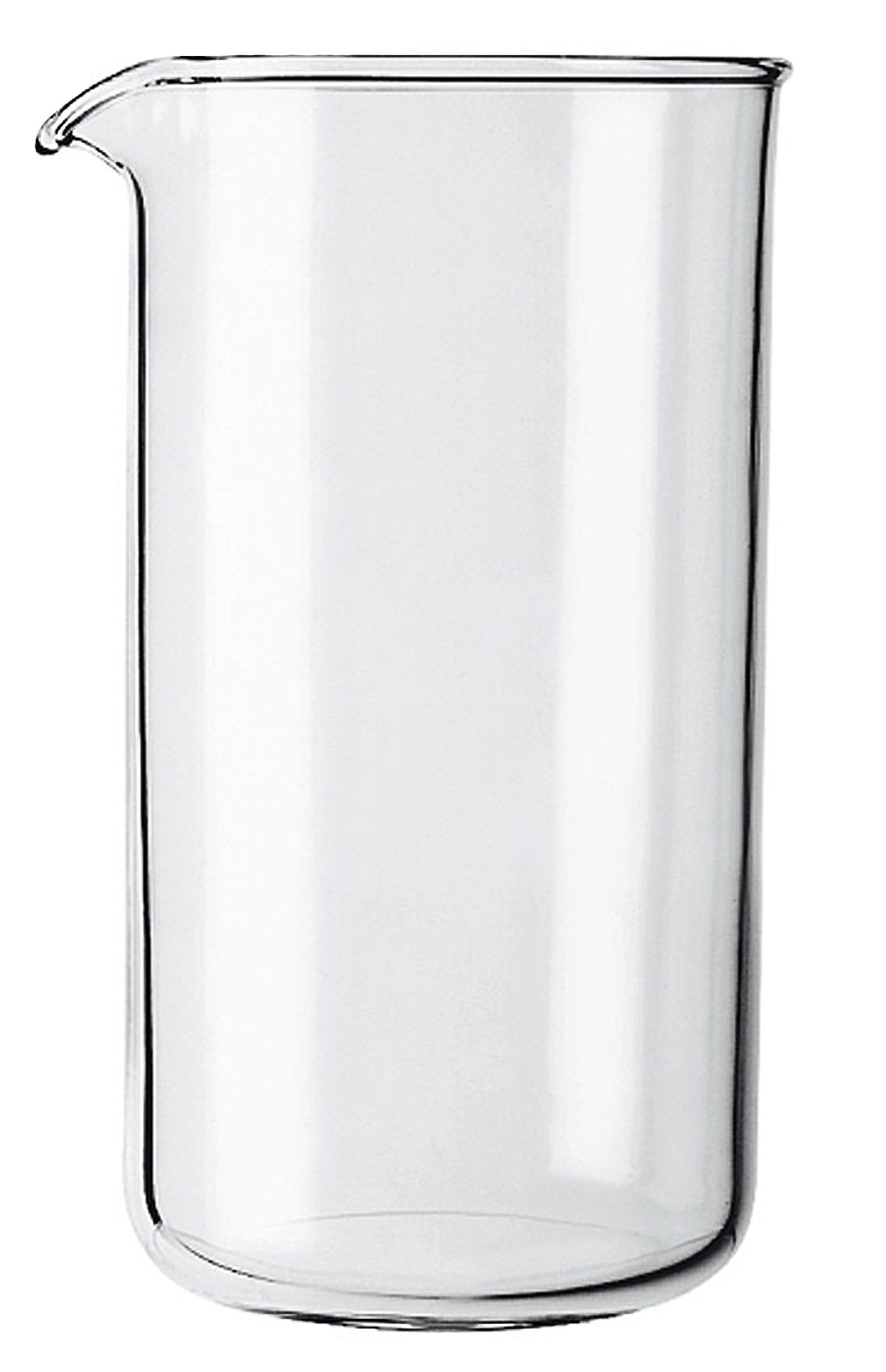 GROSCHE borosilicate beaker side view, heatproof glass for hot brews and chilled drinks.