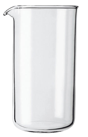 GROSCHE borosilicate beaker side view, heatproof glass for hot brews and chilled drinks.