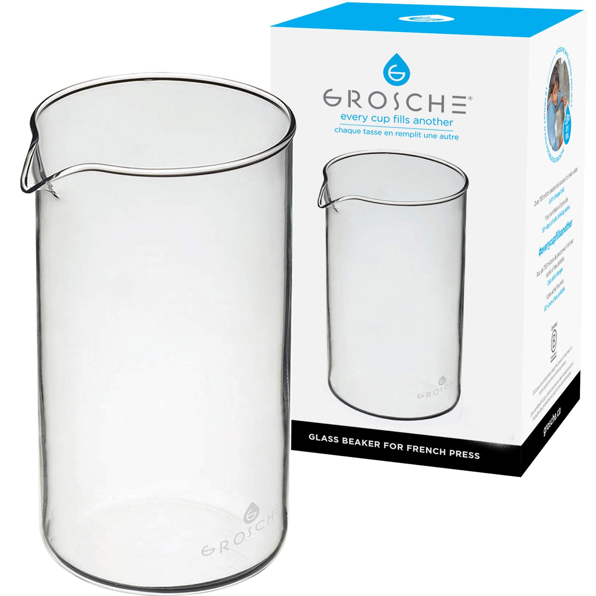 GROSCHE beaker close-up, dishwasher-friendly design for easy cleaning.