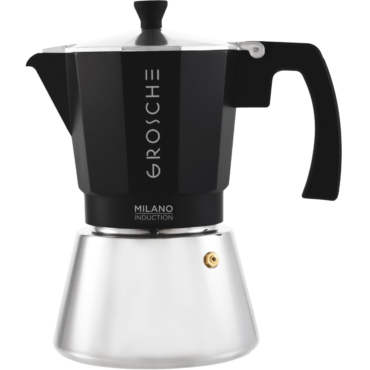 GROSCHE Milano moka pot brews rich espresso crema on stove