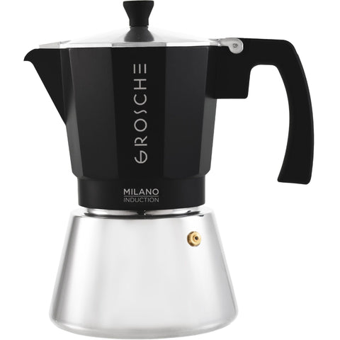 GROSCHE Milano moka pot brews rich espresso crema on stove