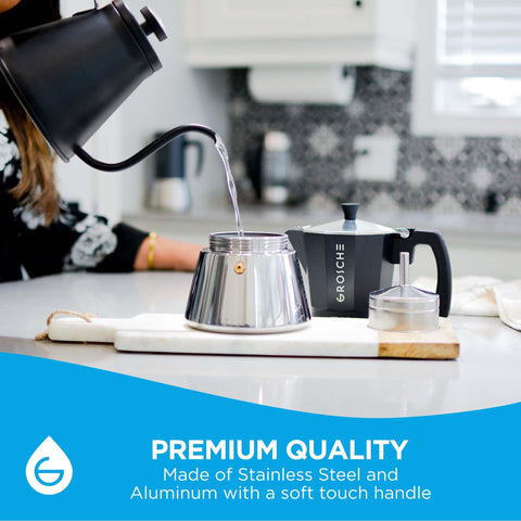 GROSCHE Milano moka pot handle with burn guard for safe brewing