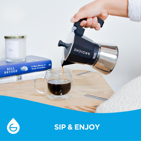 GROSCHE Milano moka pot safety valve releasing pressure during brew